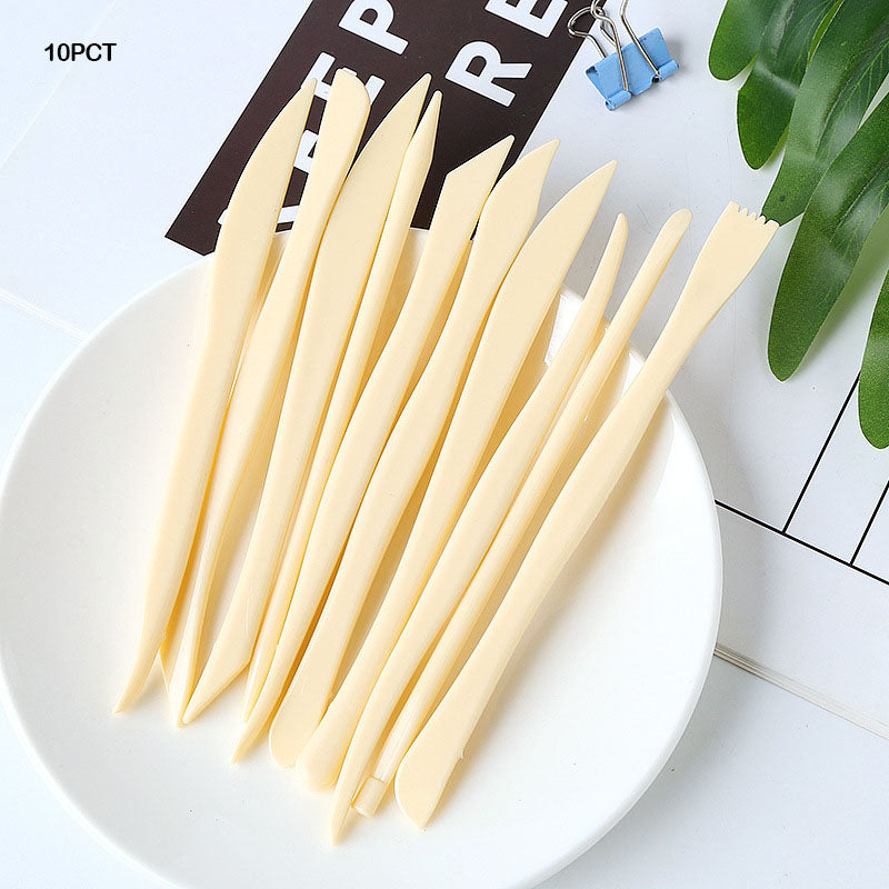 10Pc Clay Tool Plastic Cream Color (10Pct)-Gift To Love-Art & Craft