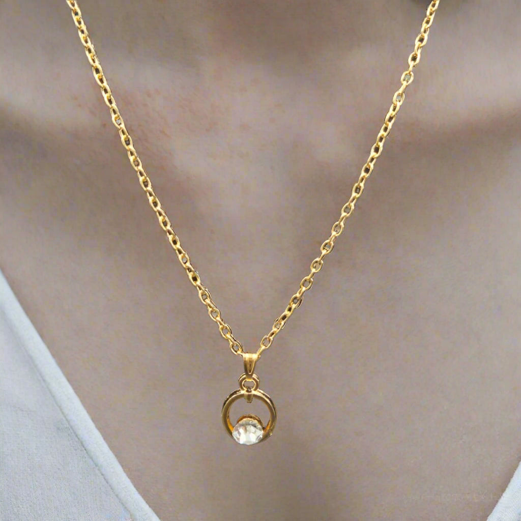 Gold Heart and Diamond Necklace  (1 Packet Each 2 Necklace)