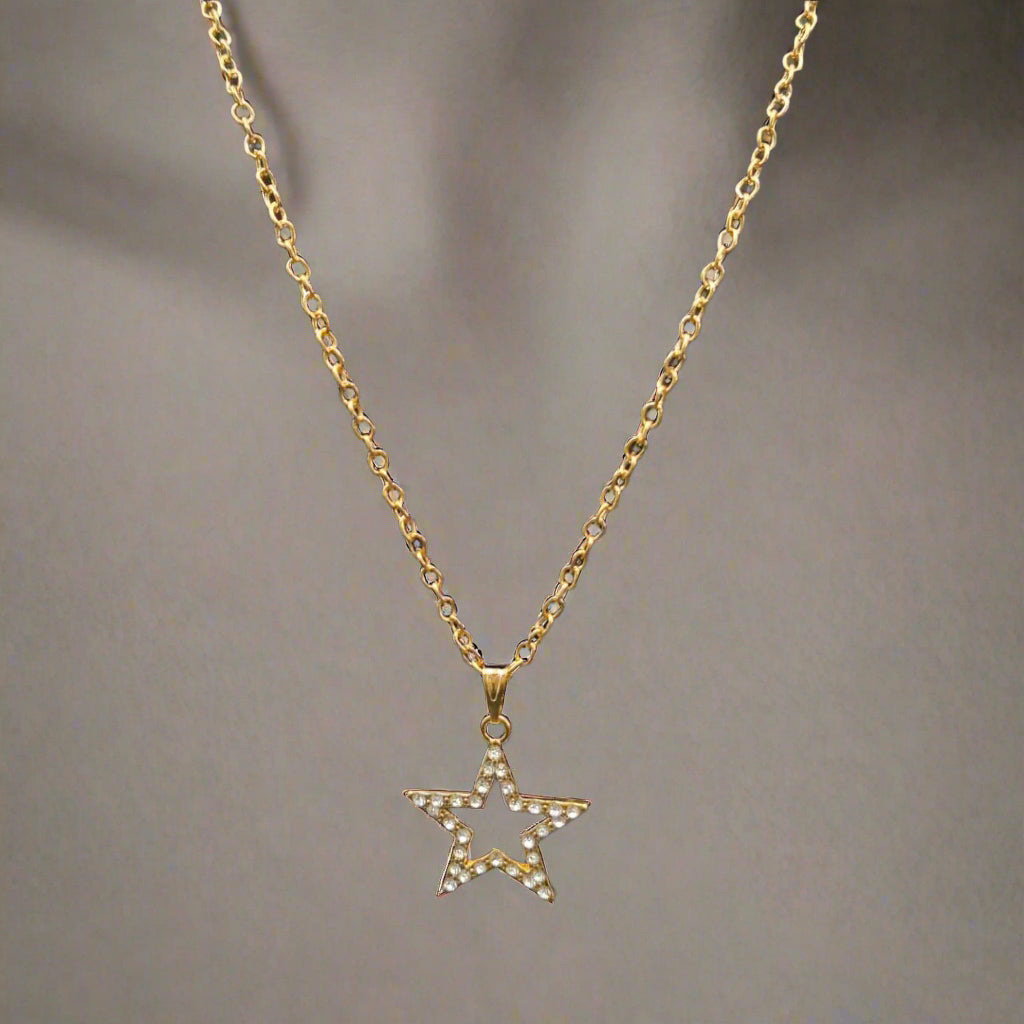 Gold Diamond Star Necklace (1 Packet Each 2 Necklace)