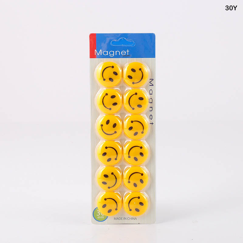 30MM SMILE MAGNET YELLOW 12PCS (30Y) - GIFT TO LOVE