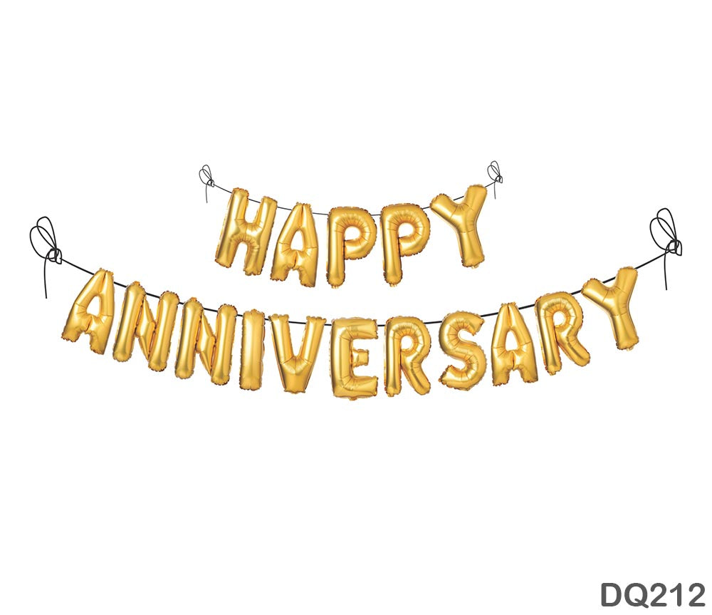 Dq212 Happy Anniversary Foil Print Baner-Gift To Love-Art & Craft