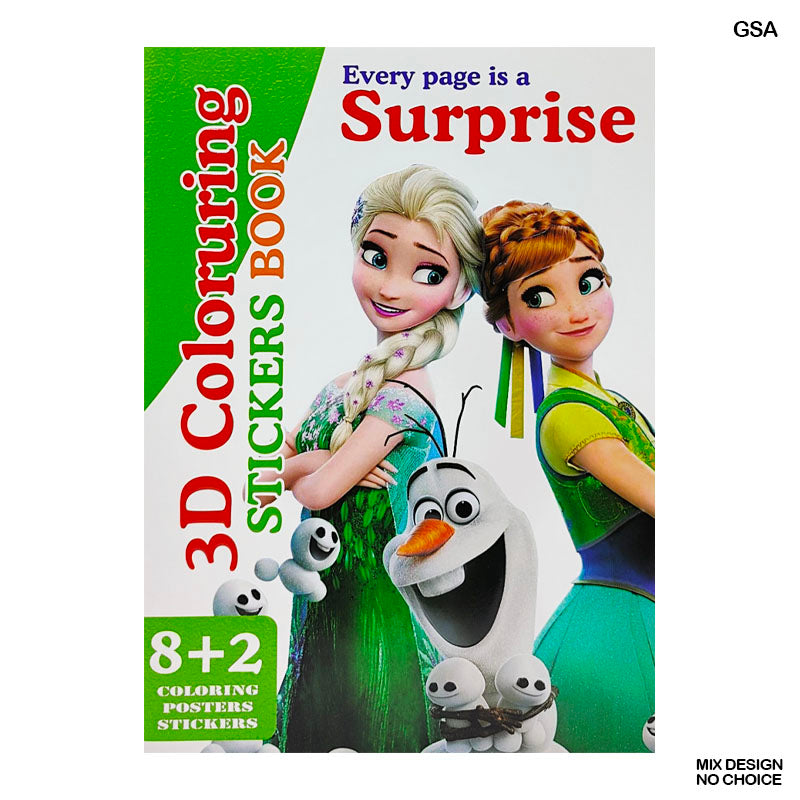 3D Coloring Sticker Book 10 Sheet