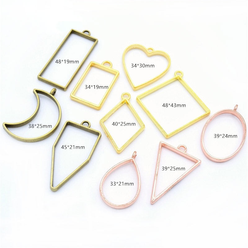 Bezels Mix Shape Set 10 Pcs Gold