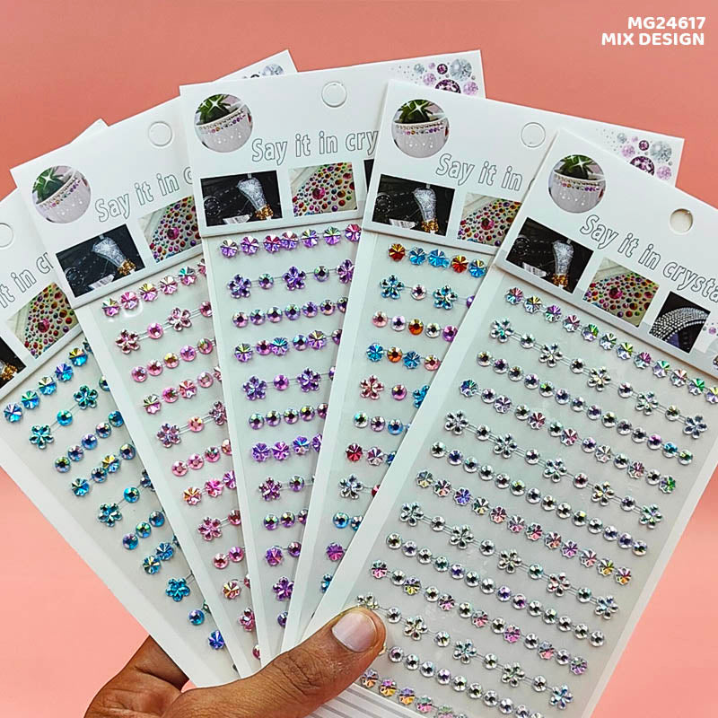 Mg24617 Gem Stones Stay Crystal Flower2 Strip Sticker-Gift To Love-Art & Craft