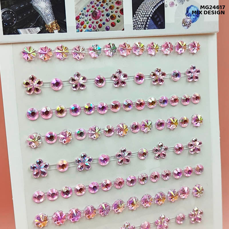 Mg24617 Gem Stones Stay Crystal Flower2 Strip Sticker