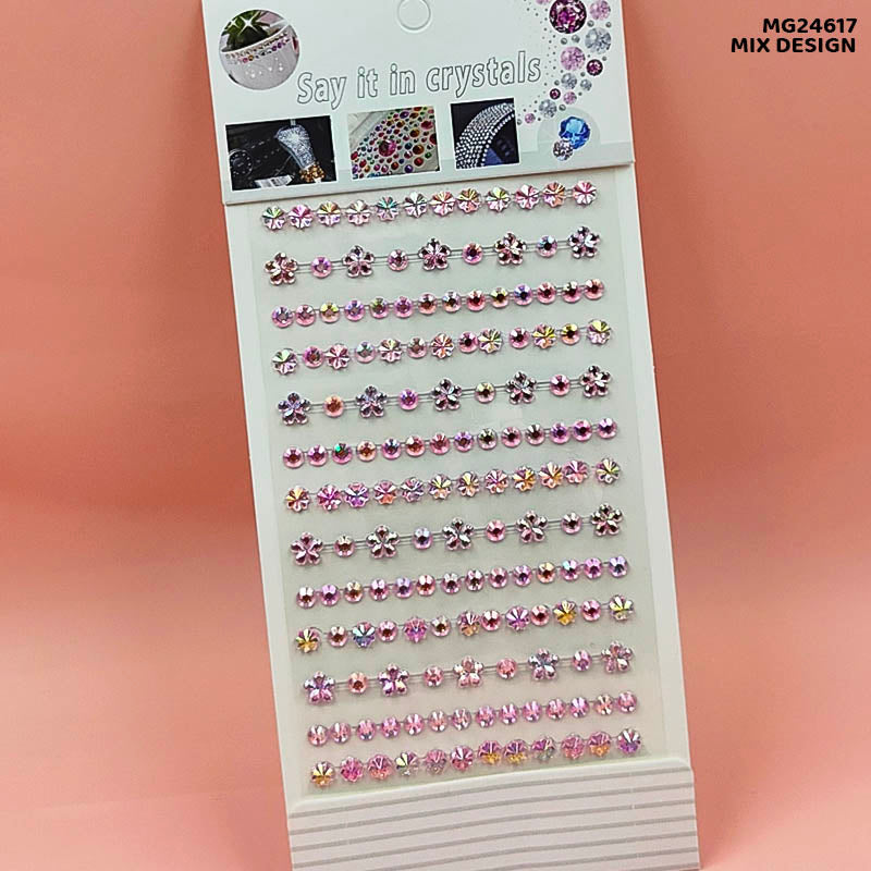 Mg24617 Gem Stones Stay Crystal Flower2 Strip Sticker