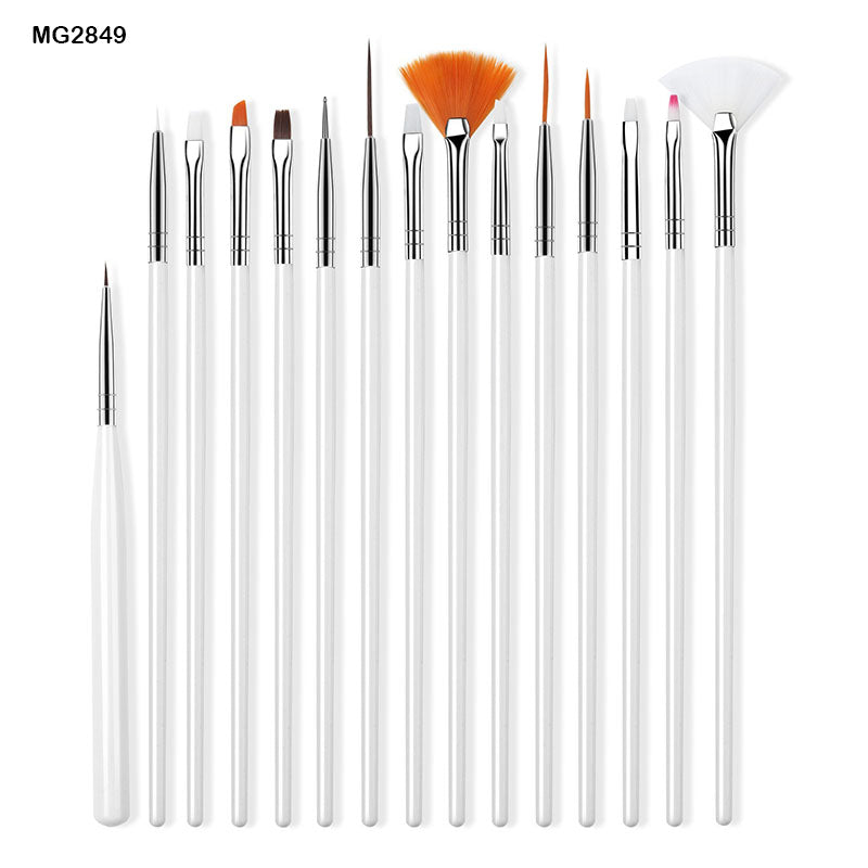 Mg2849 15Pc Paint Brush White Handle Cc