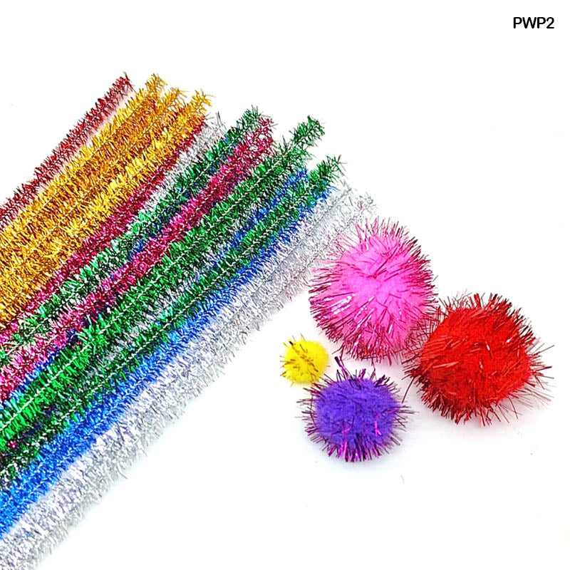 Craft Pipe Cleaner With Pompom Glitter