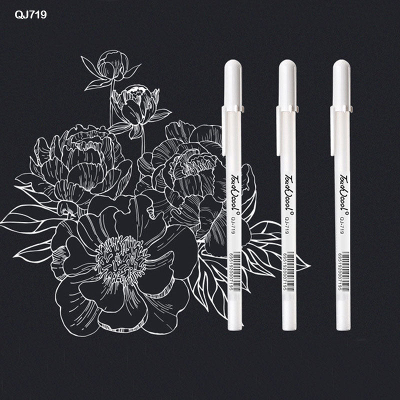 Qj719 3Pcs Highlights Pen White 0.8Mm