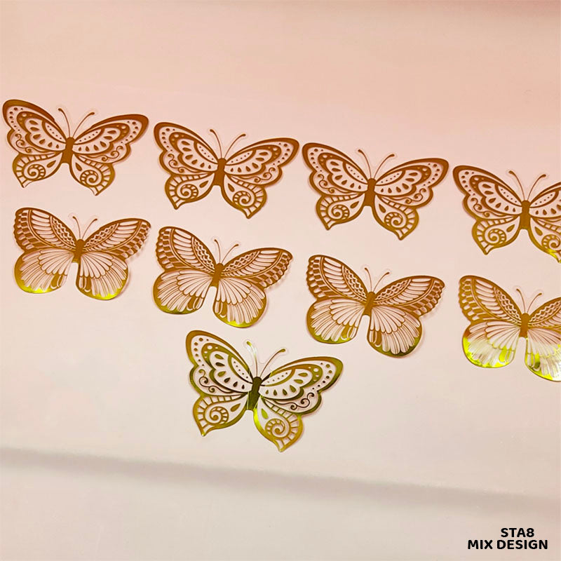 Sta8 3D 10 Butterfly Metallic Glitter Sticker-Gift To Love-Art & Craft