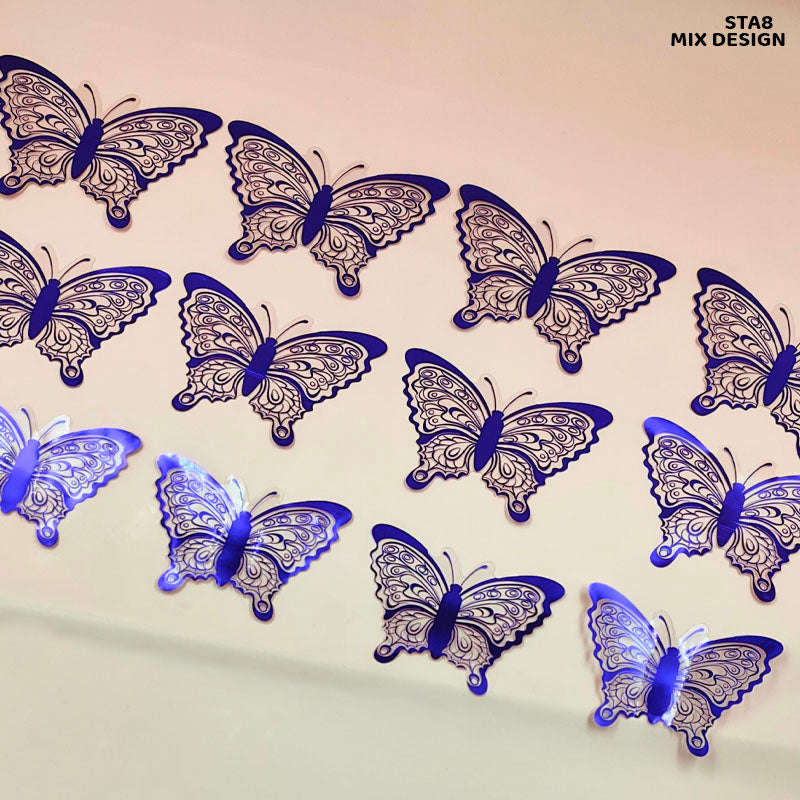 Sta8 3D 10 Butterfly Metallic Glitter Sticker