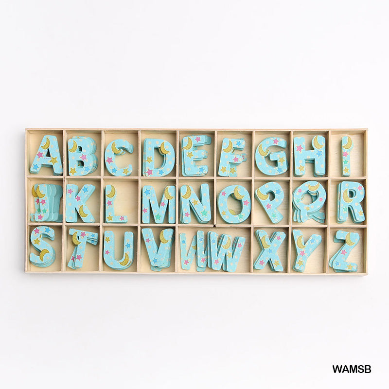 Wooden Alphabet Moon Star Blue Big (Wamsb)-Gift To Love-Art & Craft