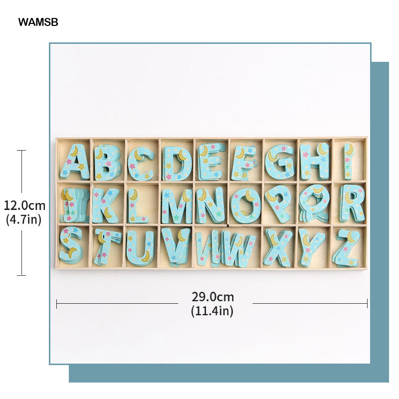 Wooden Alphabet Moon Star Blue Big (Wamsb)