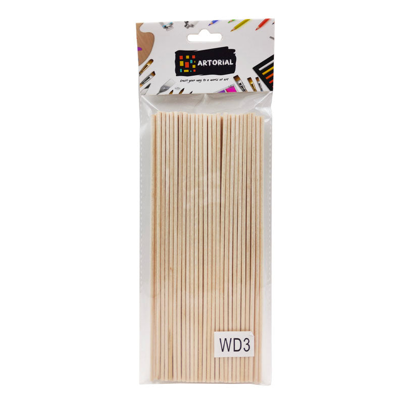 Wood Stick Plain 0.3 cm X 20 cm (50 Pcs in 1 Packet)